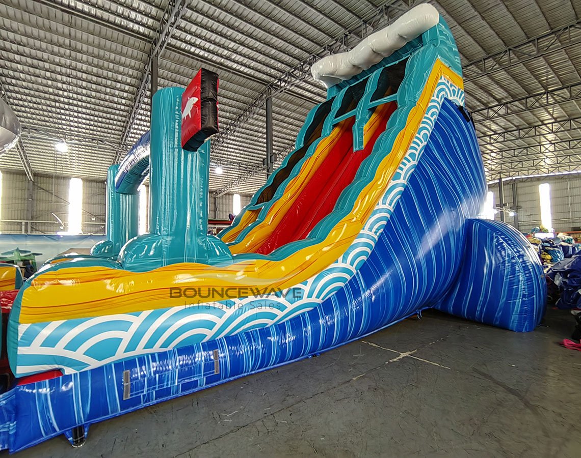 24ft Rogue Great White Dual Lane 2pc Commercial Water Slide with Inflatable Slip & Slide - BounceWave Inflatable Sales