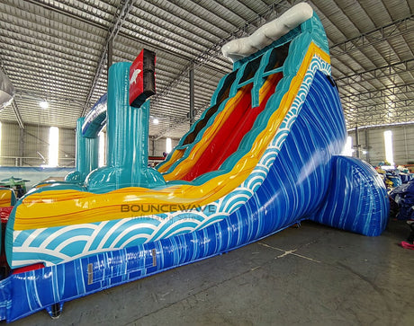 24ft Rogue Great White Dual Lane 2pc Commercial Water Slide with Inflatable Slip & Slide - BounceWave Inflatable Sales