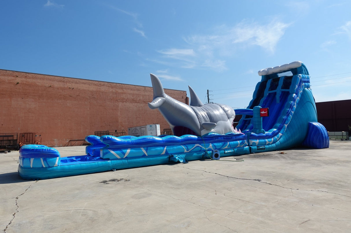 24ft Rogue Great White Dual Lane 2pc Commercial Water Slide with Inflatable Slip & Slide - BounceWave Inflatable Sales