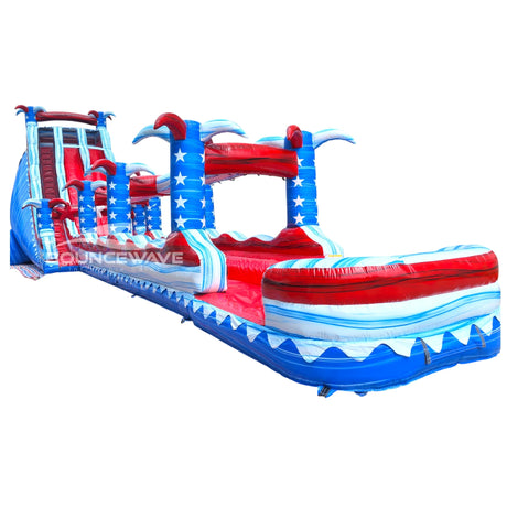 28ft Star Spangled Splash 2 - Piece Commercial Water Slide with Inflatable Slip & Slide - BounceWave Inflatable Sales