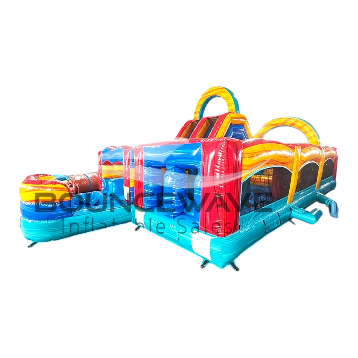 40ft Rip Tide Wrap-Around 2PC Wet/Dry Inflatable Obstacle Course - BounceWave Inflatable Sales