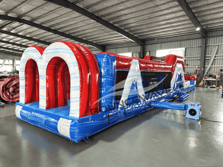 46ft American Thunder "Flash" Hybrid Inflatable Obstacle Course - BounceWave Inflatable Sales