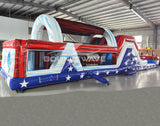 46ft American Thunder Stars Commercial Hybrid Inflatable Obstacle Course - BounceWave Inflatable Sales