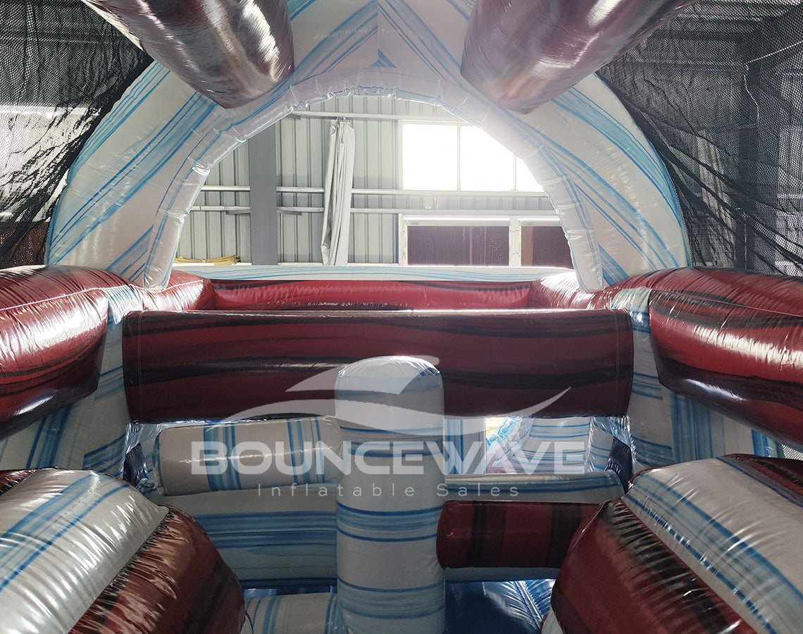 46ft American Thunder Stars Commercial Hybrid Inflatable Obstacle Course - BounceWave Inflatable Sales