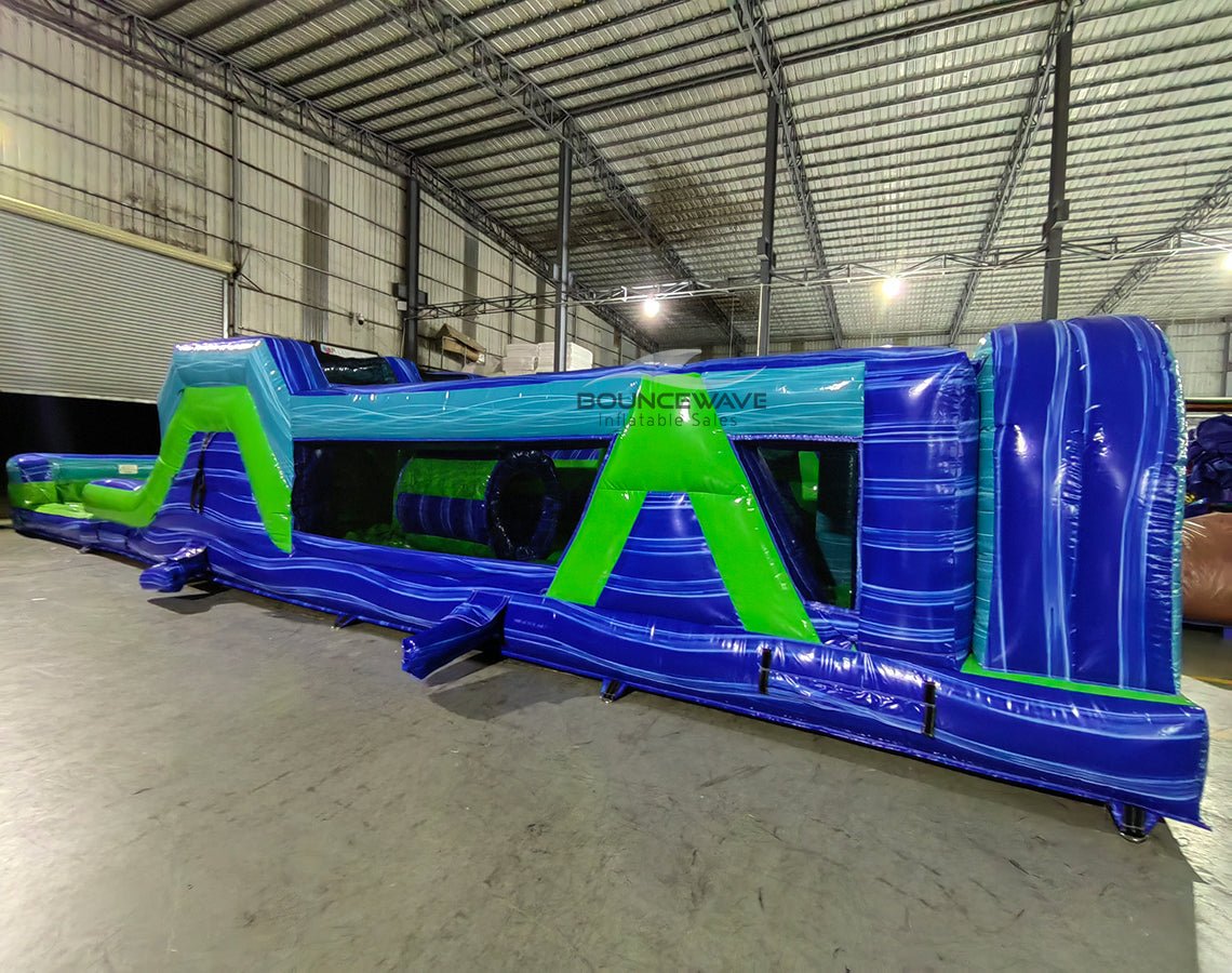 46ft AquaBolt "Flash" Hybrid Inflatable Obstacle Course - BounceWave Inflatable Sales