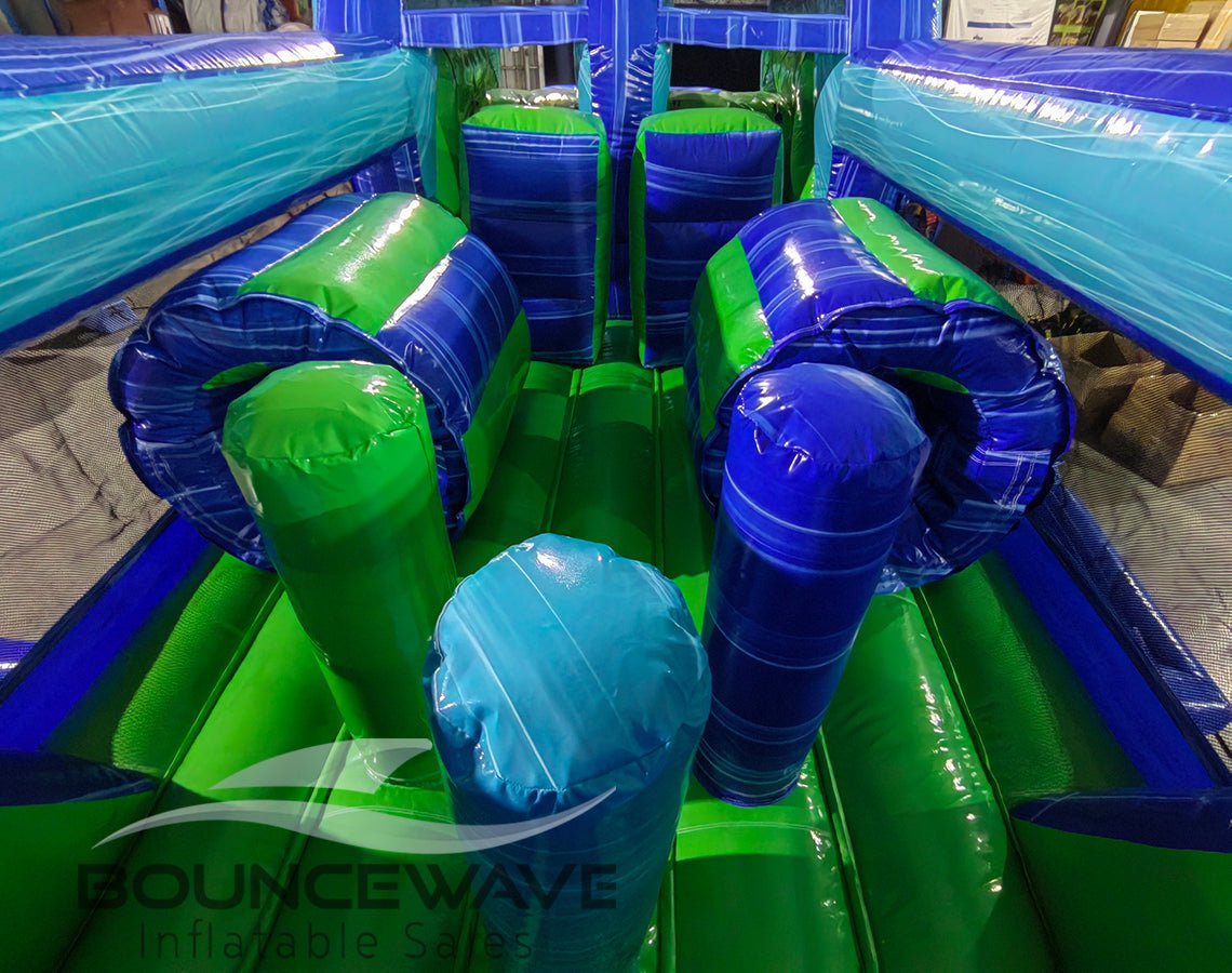 46ft AquaBolt "Flash" Hybrid Inflatable Obstacle Course - BounceWave Inflatable Sales