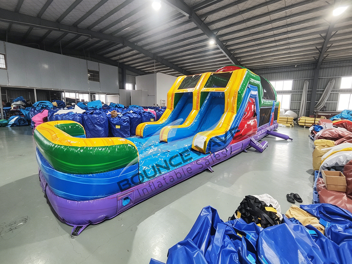 46ft Euro Marble Hybrid Inflatable Obstacle Course - BounceWave Inflatable Sales