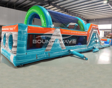 46ft Fiji Falls Commercial Hybrid Inflatable Obstacle Course - BounceWave Inflatable Sales