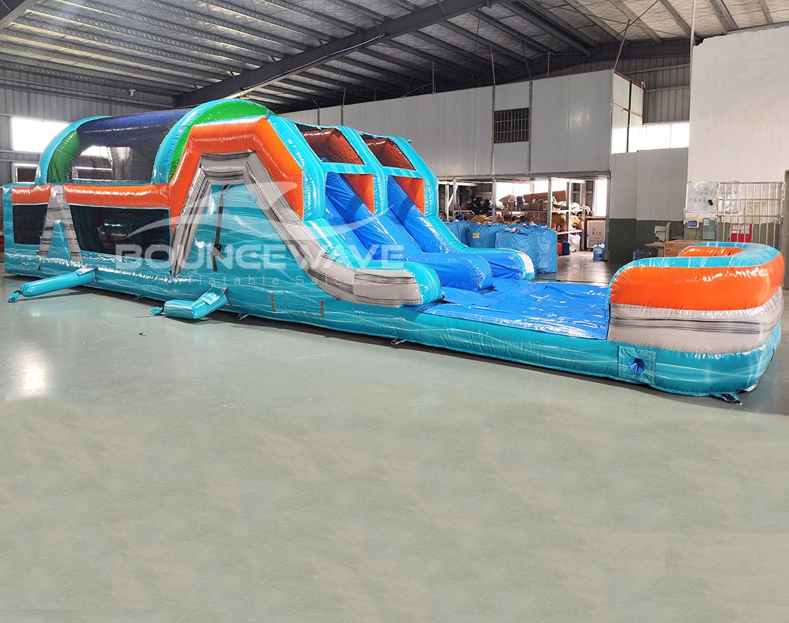 46ft Fiji Falls Commercial Hybrid Inflatable Obstacle Course - BounceWave Inflatable Sales