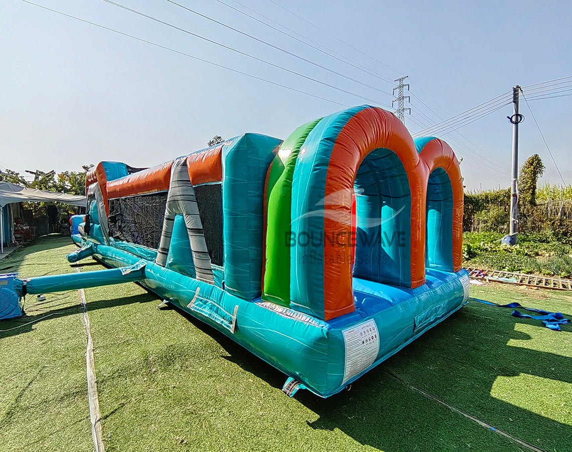 46ft Fiji Falls "Flash" Hybrid Inflatable Obstacle Course - BounceWave Inflatable Sales