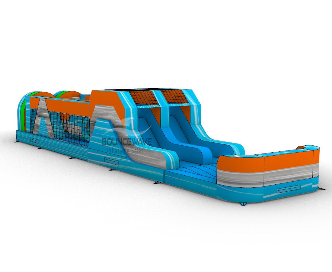 46ft Fiji Falls "Flash" Hybrid Inflatable Obstacle Course - BounceWave Inflatable Sales