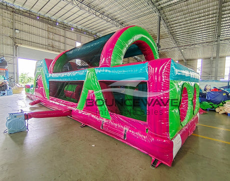 46ft Glow Rider Hybrid Wet/Dry Inflatable Obstacle Course - BounceWave Inflatable Sales