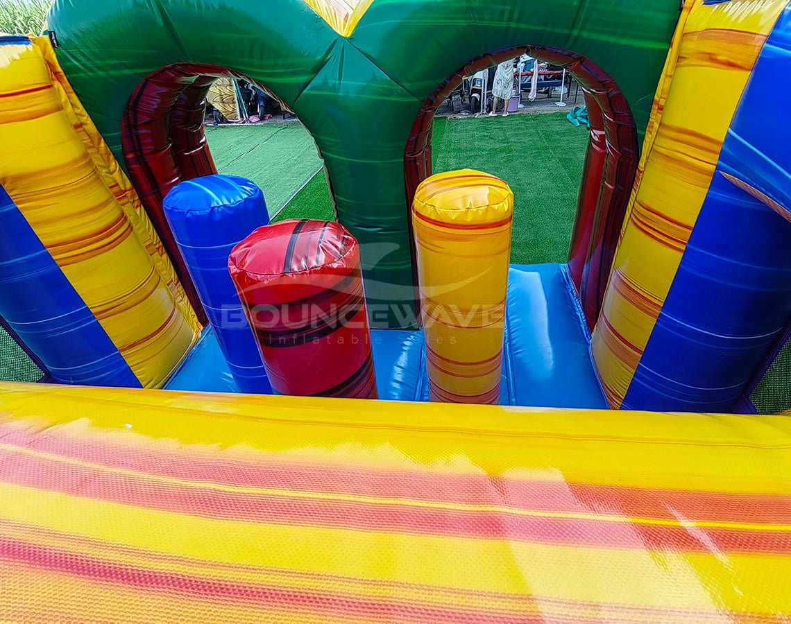 46ft Multi - Color Marble "Flash" Hybrid Inflatable Obstacle Course - BounceWave Inflatable Sales