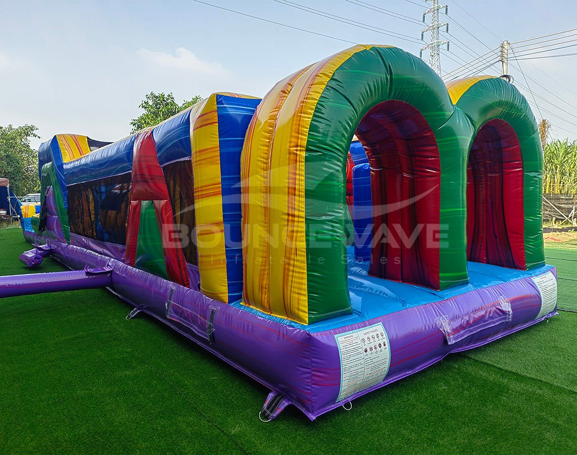 46ft Multi - Color Marble "Flash" Hybrid Inflatable Obstacle Course - BounceWave Inflatable Sales