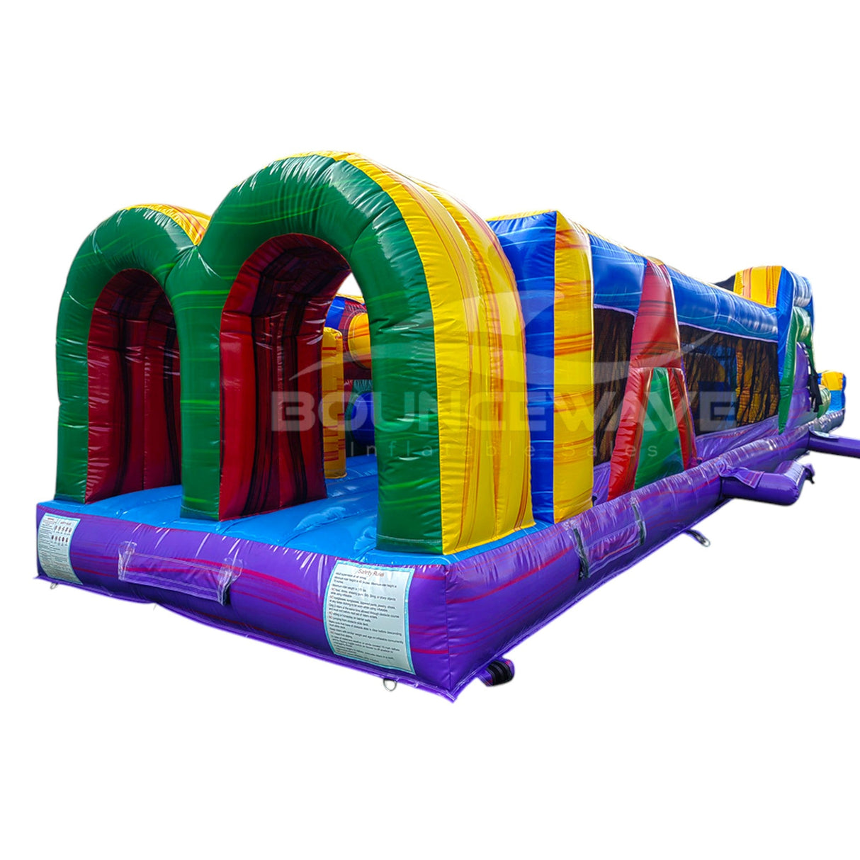 46ft Multi - Color Marble "Flash" Hybrid Inflatable Obstacle Course - BounceWave Inflatable Sales