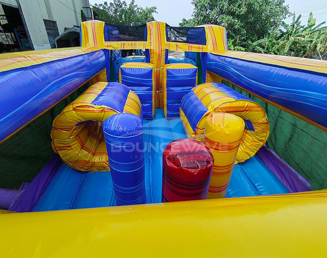 46ft Multi - Color Marble "Flash" Hybrid Inflatable Obstacle Course - BounceWave Inflatable Sales