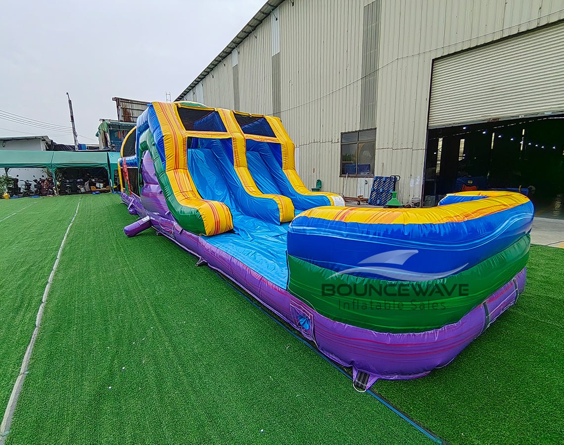 46ft Multi Color Marble Hybrid Wet/Dry Inflatable Obstacle Course - BounceWave Inflatable Sales