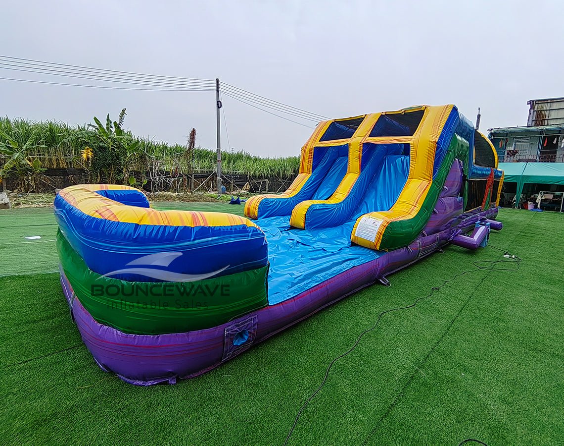 46ft Multi Color Marble Hybrid Wet/Dry Inflatable Obstacle Course - BounceWave Inflatable Sales