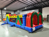 46ft Primary Marble "Flash" Hybrid Inflatable Obstacle Course - BounceWave Inflatable Sales