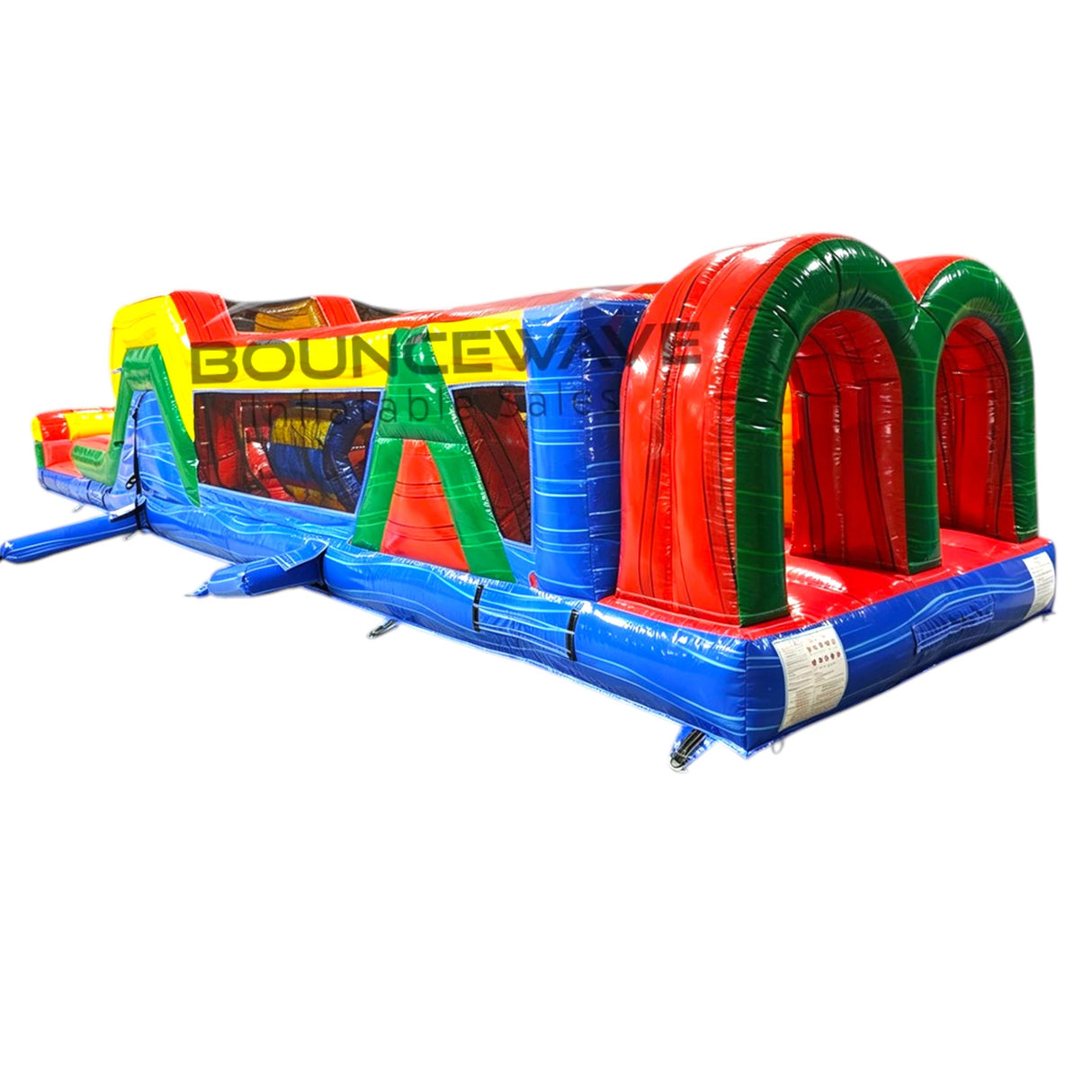 46ft Primary Marble "Flash" Hybrid Inflatable Obstacle Course - BounceWave Inflatable Sales