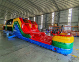 46ft Primary Marble Hybrid Wet/Dry Inflatable Obstacle Course - BounceWave Inflatable Sales
