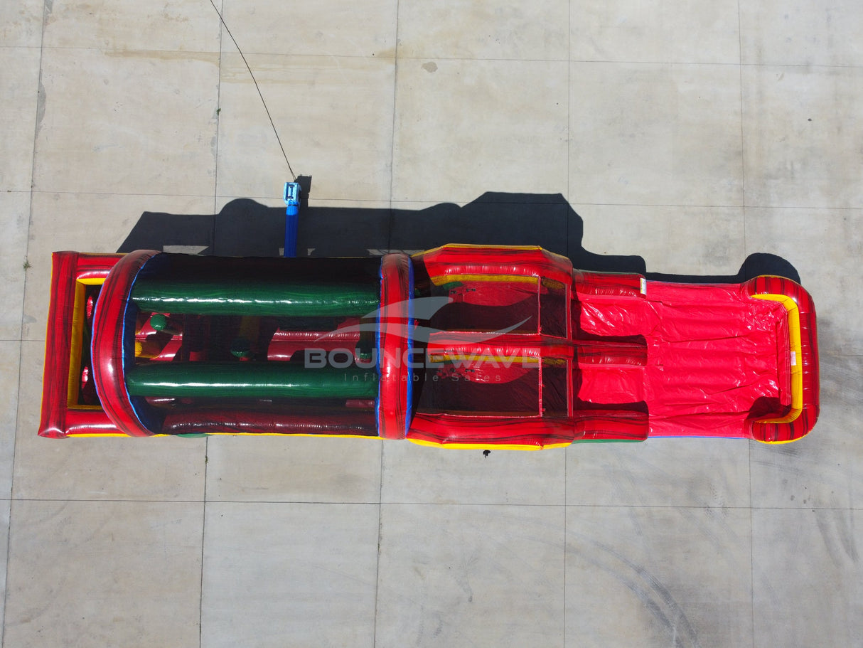 46ft Primary Marble Hybrid Wet/Dry Inflatable Obstacle Course - BounceWave Inflatable Sales