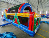 46ft Primary Marble Hybrid Wet/Dry Inflatable Obstacle Course - BounceWave Inflatable Sales