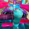 46ft Purple Palace Teal Hybrid Inflatable Obstacle Course - BounceWave Inflatable Sales