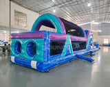 46ft Purple Plunge Hybrid Wet/Dry Inflatable Obstacle Course - BounceWave Inflatable Sales