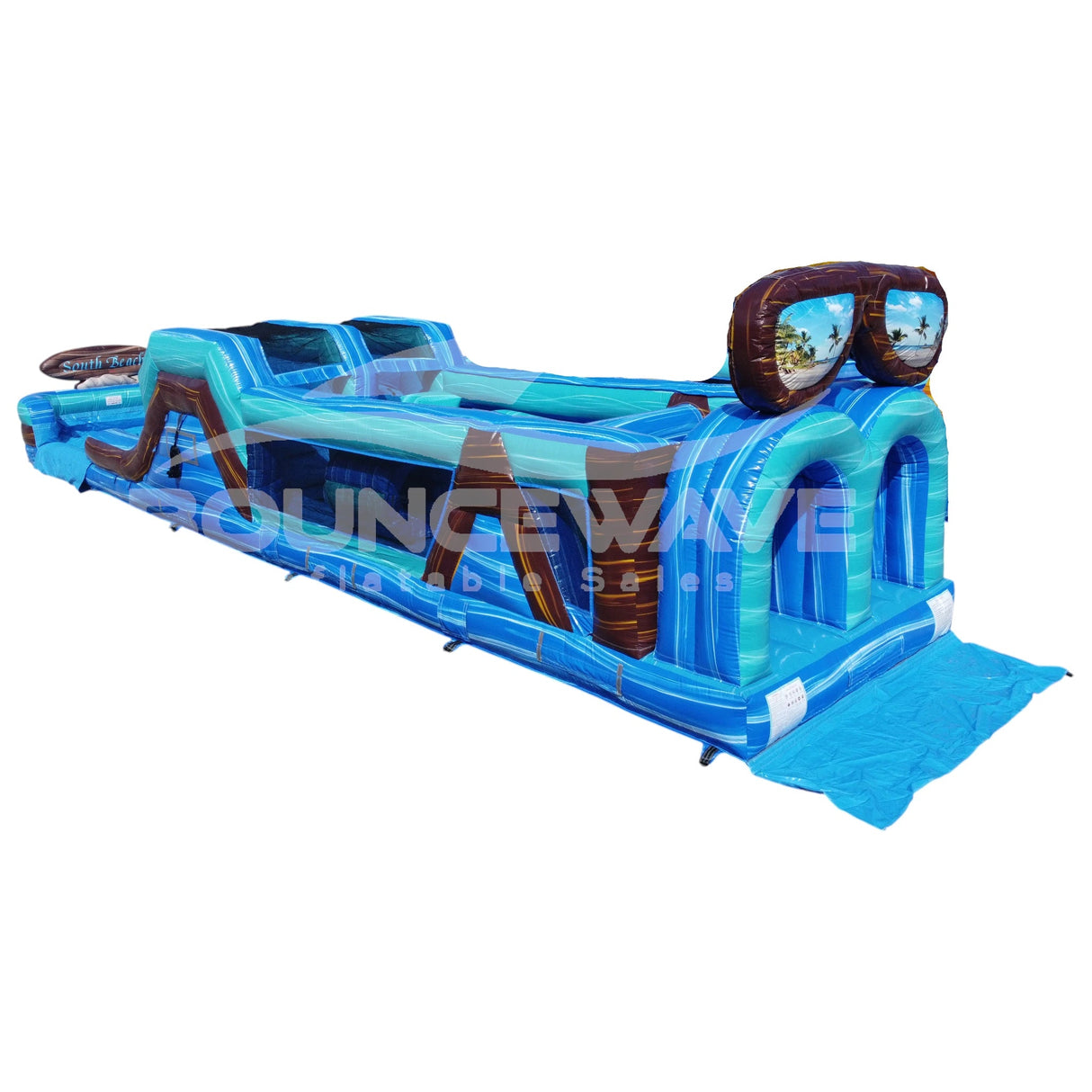46ft South Beach Flash Hybrid Inflatable Obstacle Course – Limited Edition with Detachable Tarps - BounceWave Inflatable Sales