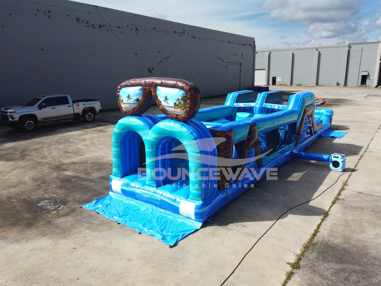 46ft South Beach Flash Hybrid Inflatable Obstacle Course – Limited Edition with Detachable Tarps - BounceWave Inflatable Sales
