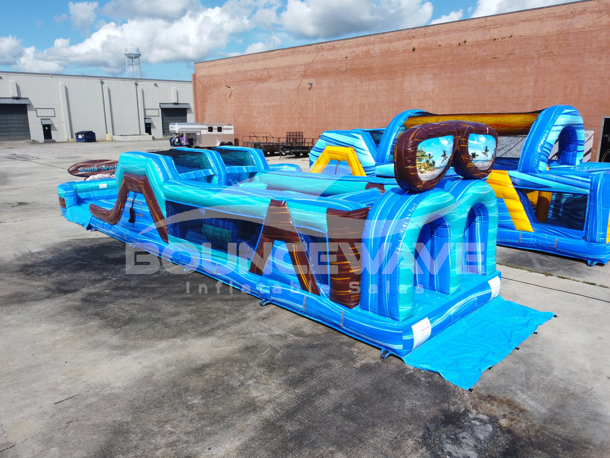 46ft South Beach Flash Hybrid Inflatable Obstacle Course – Limited Edition with Detachable Tarps - BounceWave Inflatable Sales