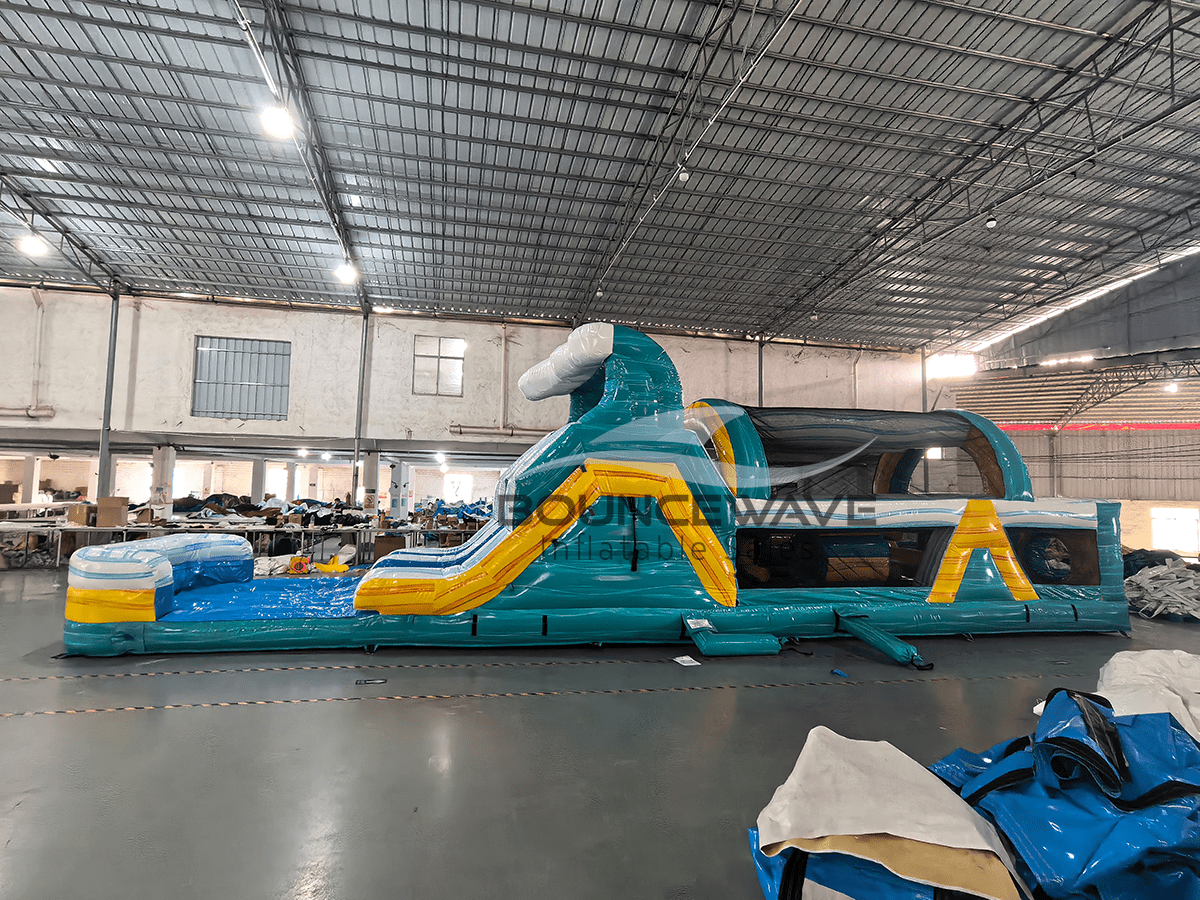 46ft Surfs Up Hybrid Wet/Dry Inflatable Obstacle Course - BounceWave Inflatable Sales