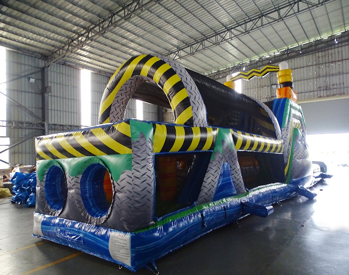 Running Inflatable Obstacle Course 53ft XL Radioactive Run Hybrid Inflatable Obstacle Course