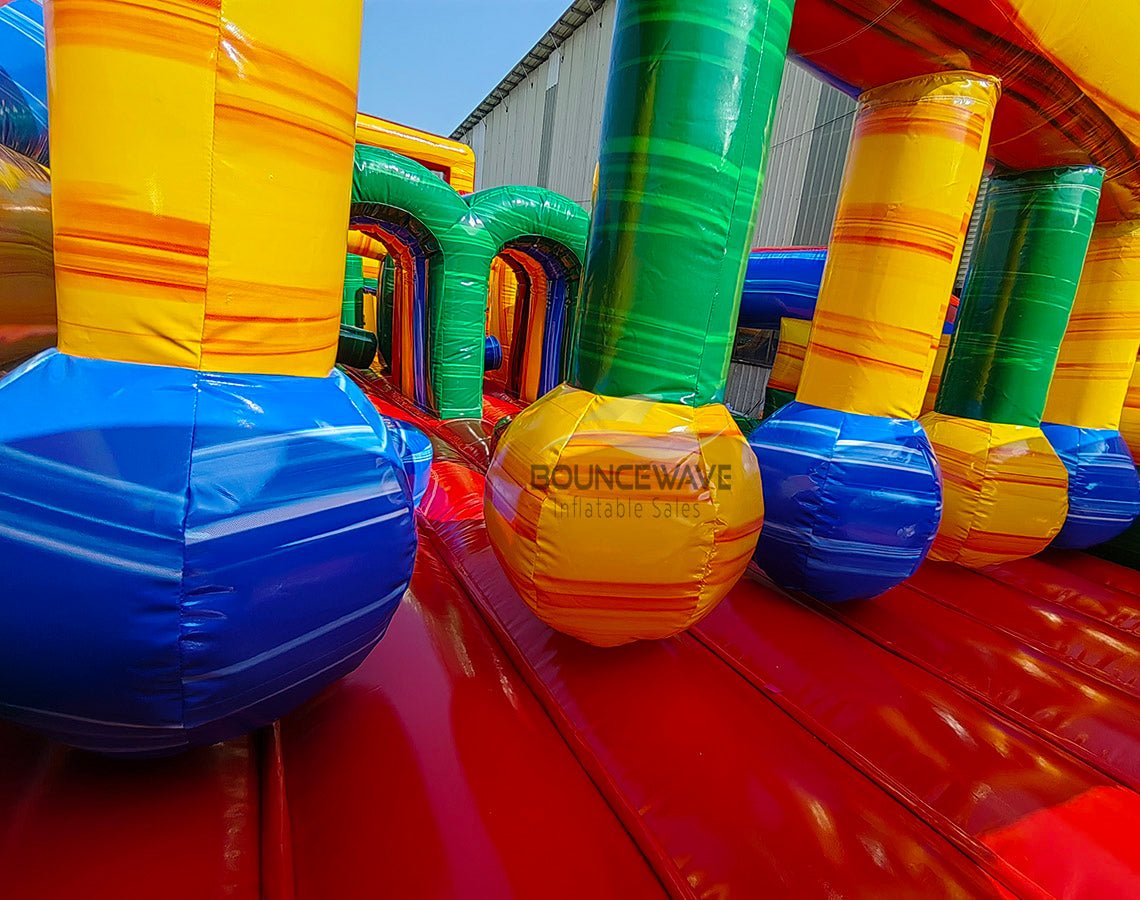 62ft Euro Marble Triple Lane 2 - Piece Wet/Dry Inflatable Obstacle Course - BounceWave Inflatable Sales