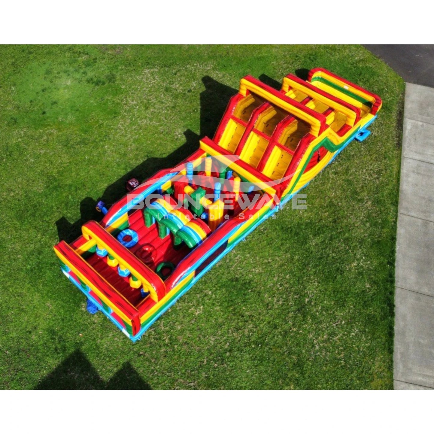 62ft Euro Marble Triple Lane 2 - Piece Wet/Dry Inflatable Obstacle Course - BounceWave Inflatable Sales