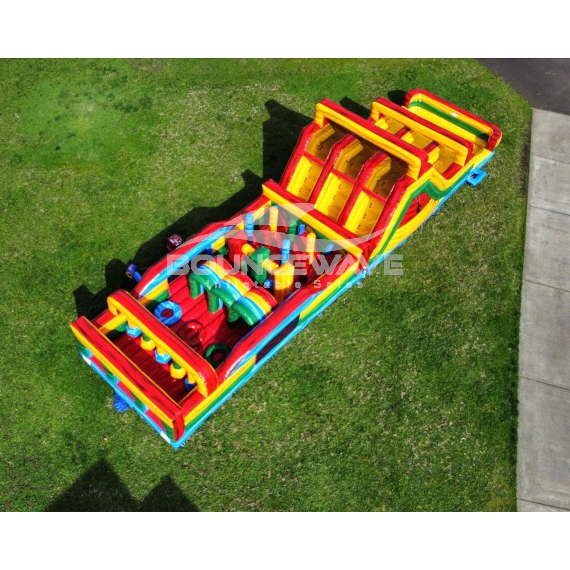 62ft Euro Marble Triple Lane 2 - Piece Wet/Dry Inflatable Obstacle Course - BounceWave Inflatable Sales