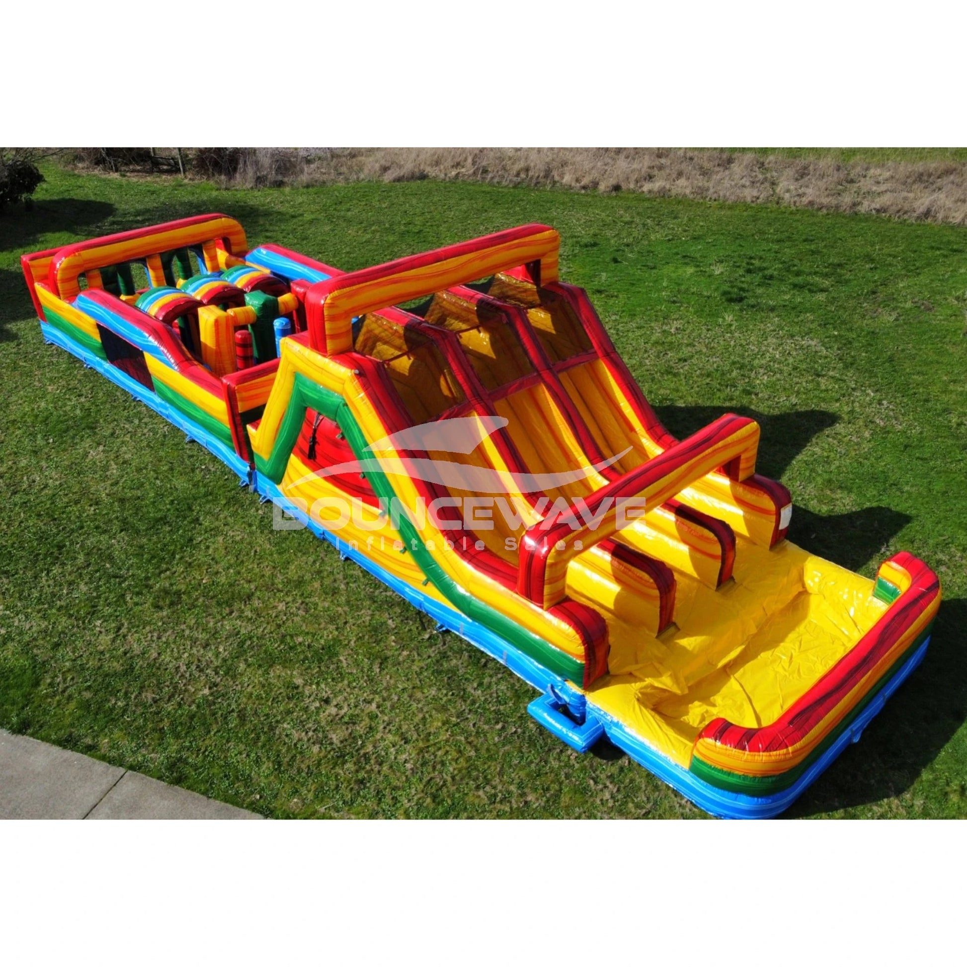 62ft Euro Marble Triple Lane 2 - Piece Wet/Dry Inflatable Obstacle Course - BounceWave Inflatable Sales