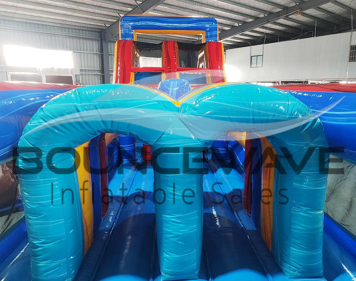 62ft Rip Tide 2-Piece Wet/Dry Inflatable Obstacle Course - BounceWave Inflatable Sales
