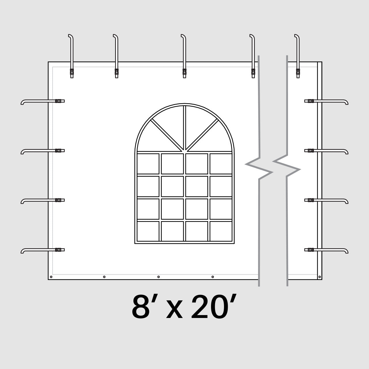 8' x 20' Window Sidewall for High Peak Tent - BounceWave Inflatable Sales