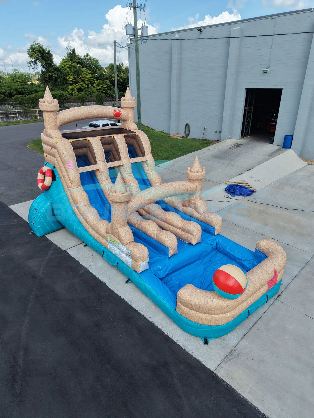 15ft Sandcastle Beach Dual Lane Water Slide – Center Climb