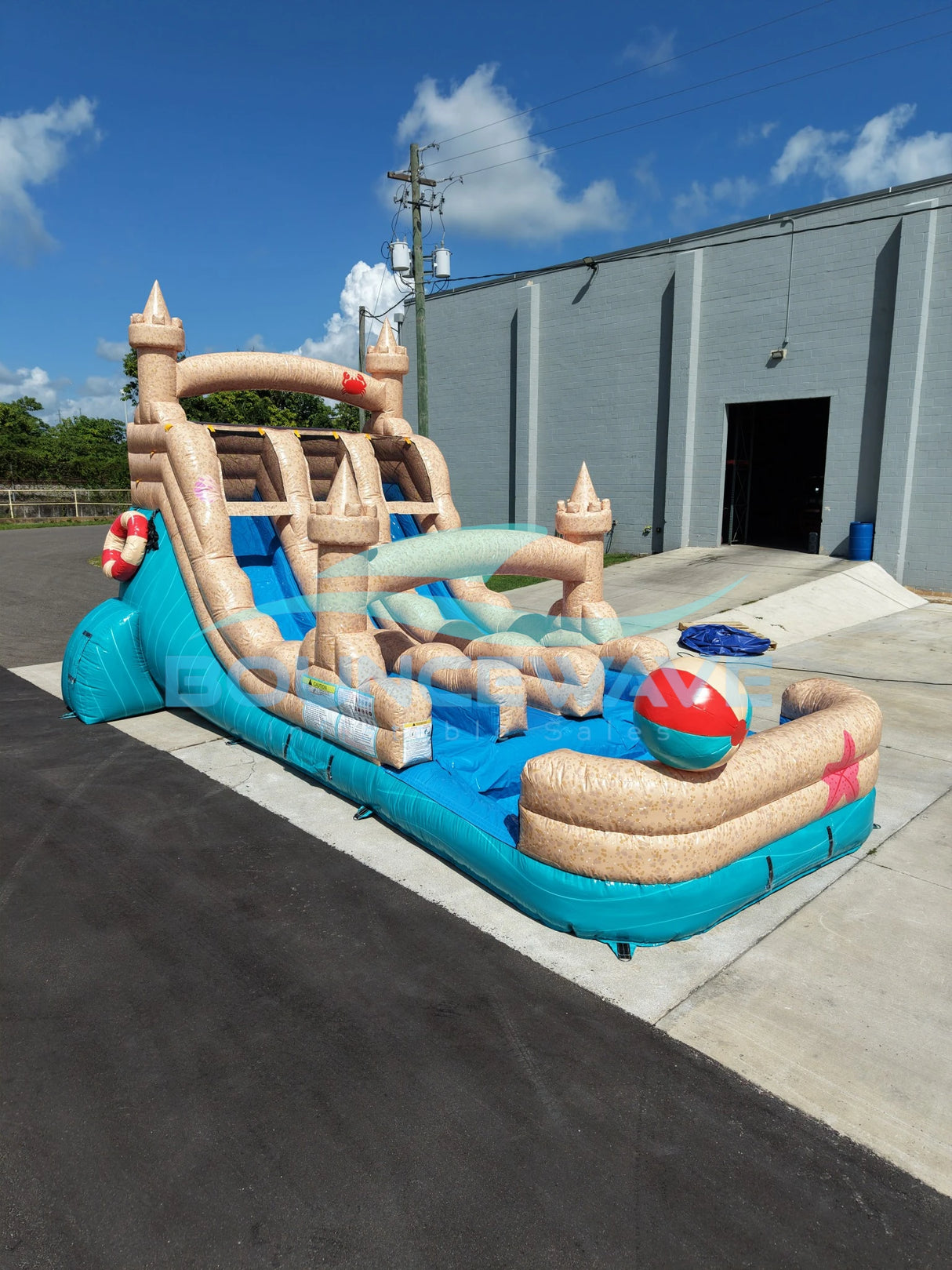 15ft Sandcastle Beach Dual Lane Water Slide – Center Climb
