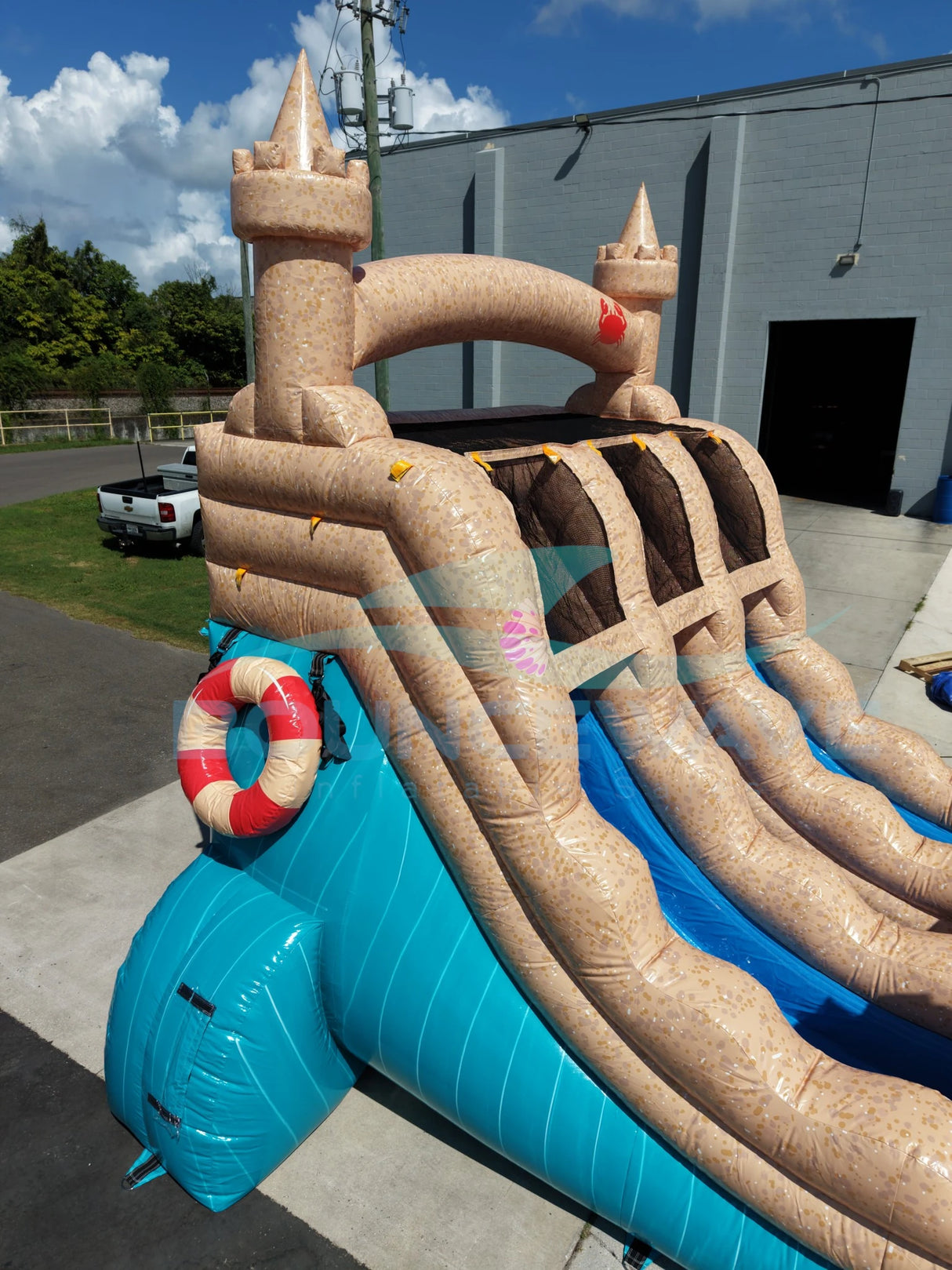 15ft Sandcastle Beach Dual Lane Water Slide – Center Climb