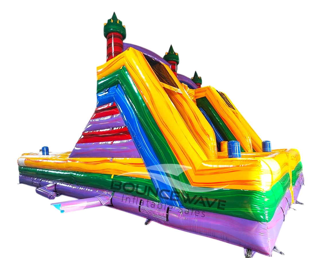 Euro Marble Double Dash Splash Inflatable Obstacle Course - Inflated Splash Pad