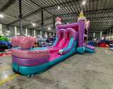Glitter Unicorn PowerPlay Dual Lane Bounce House with Slide Combo