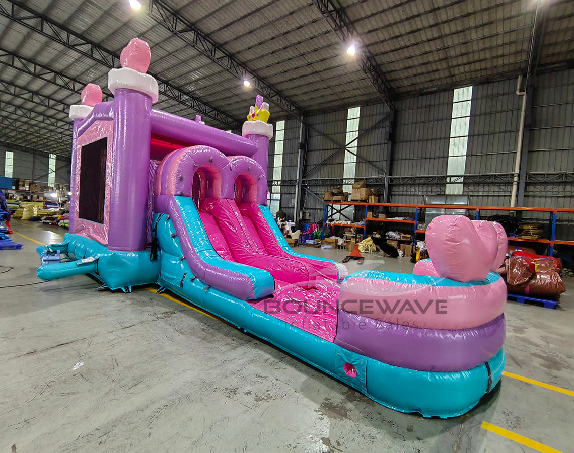 Glitter Unicorn PowerPlay Dual Lane Bounce House with Slide Combo