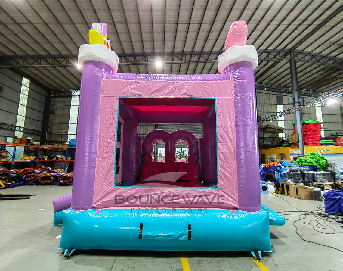 Glitter Unicorn PowerPlay Dual Lane Bounce House with Slide Combo
