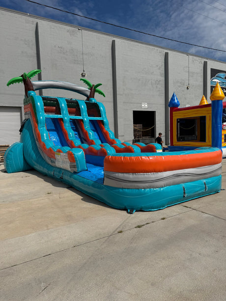 15ft Fiji Falls Dual Lane Water Slide – Center Climb