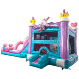 Glitter Unicorn Dual Lane Bounce House with Slide Combo (Wet/Dry)