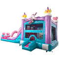 Glitter Unicorn Dual Lane Bounce House with Slide Combo (Wet/Dry)